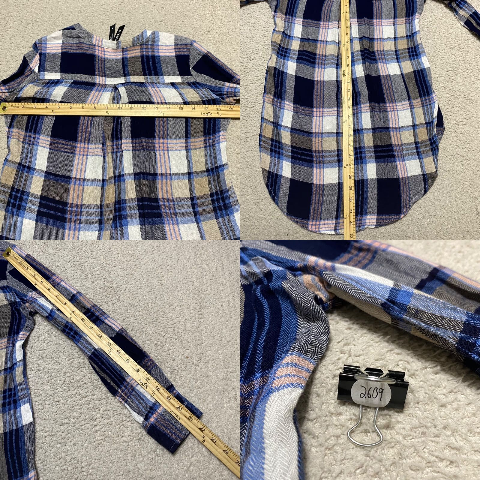 J. Jill Liverpool Womens Small Shirt Multicolor Plaid L/S Button-Up V-Neck Viscose Tunic Size S / US 4 / IT 40 - 8 Thumbnail