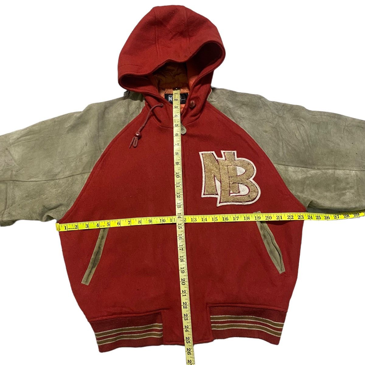 Japanese Brand Vintage NEO BLOOD TOKYO Varsity Hooded Suede Leather Jacket Size US L / EU 52-54 / 3 - 14 Thumbnail