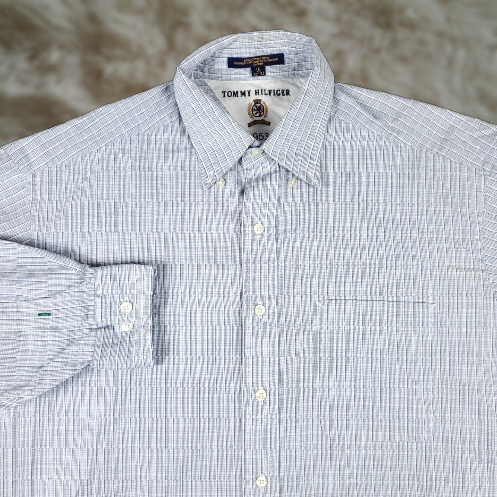 Tommy Hilfiger Tommy Hilfiger Shirt Mens 16 Blue Plaid Button-Down Long Sleeve Size 42R - 1 Thumbnail