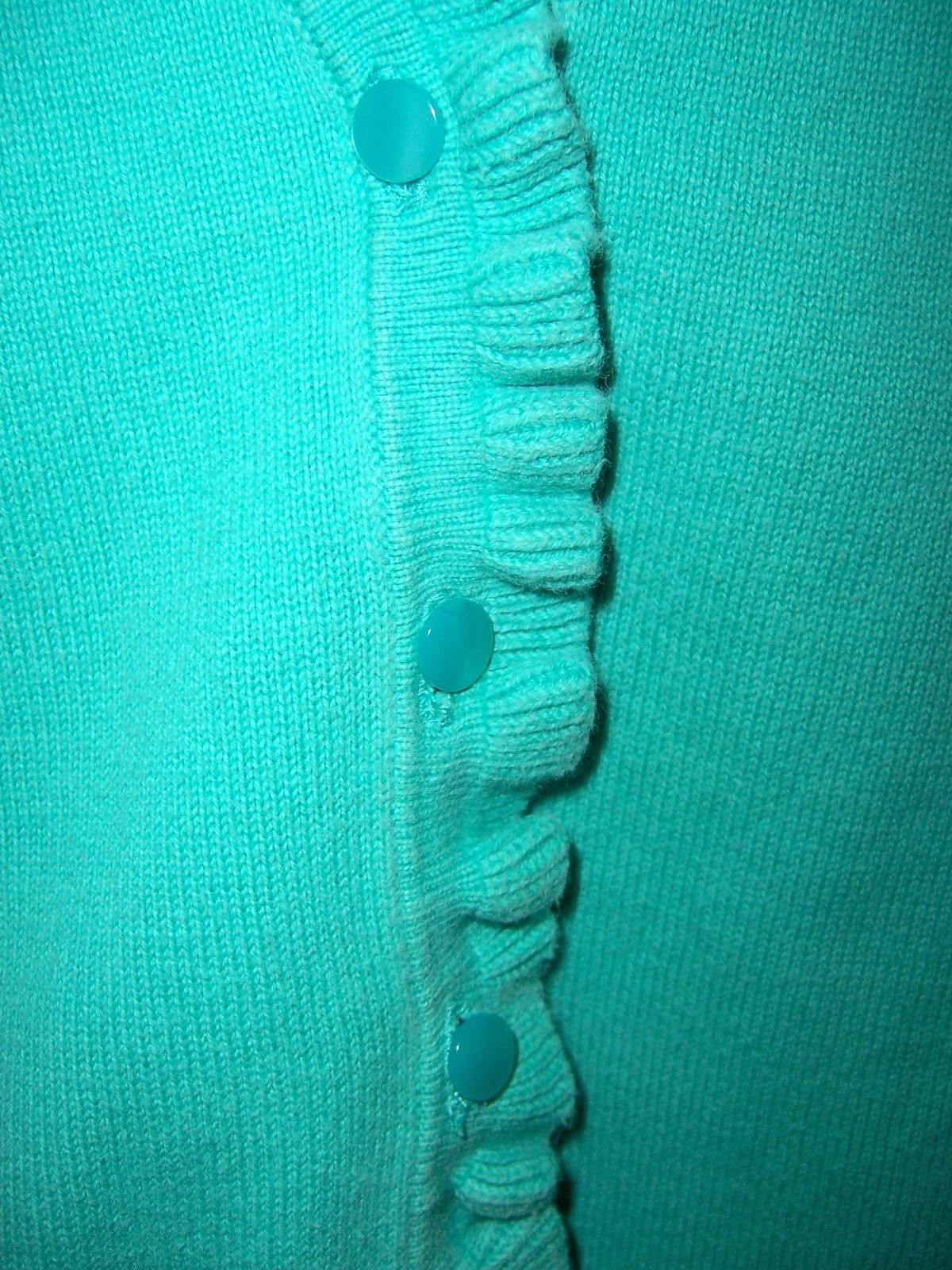 Ann Taylor Ann Taylor LOFT Retro Inspired Ruffled Hem Cardigan Green SM Size S / US 4 / IT 40 - 3 Thumbnail