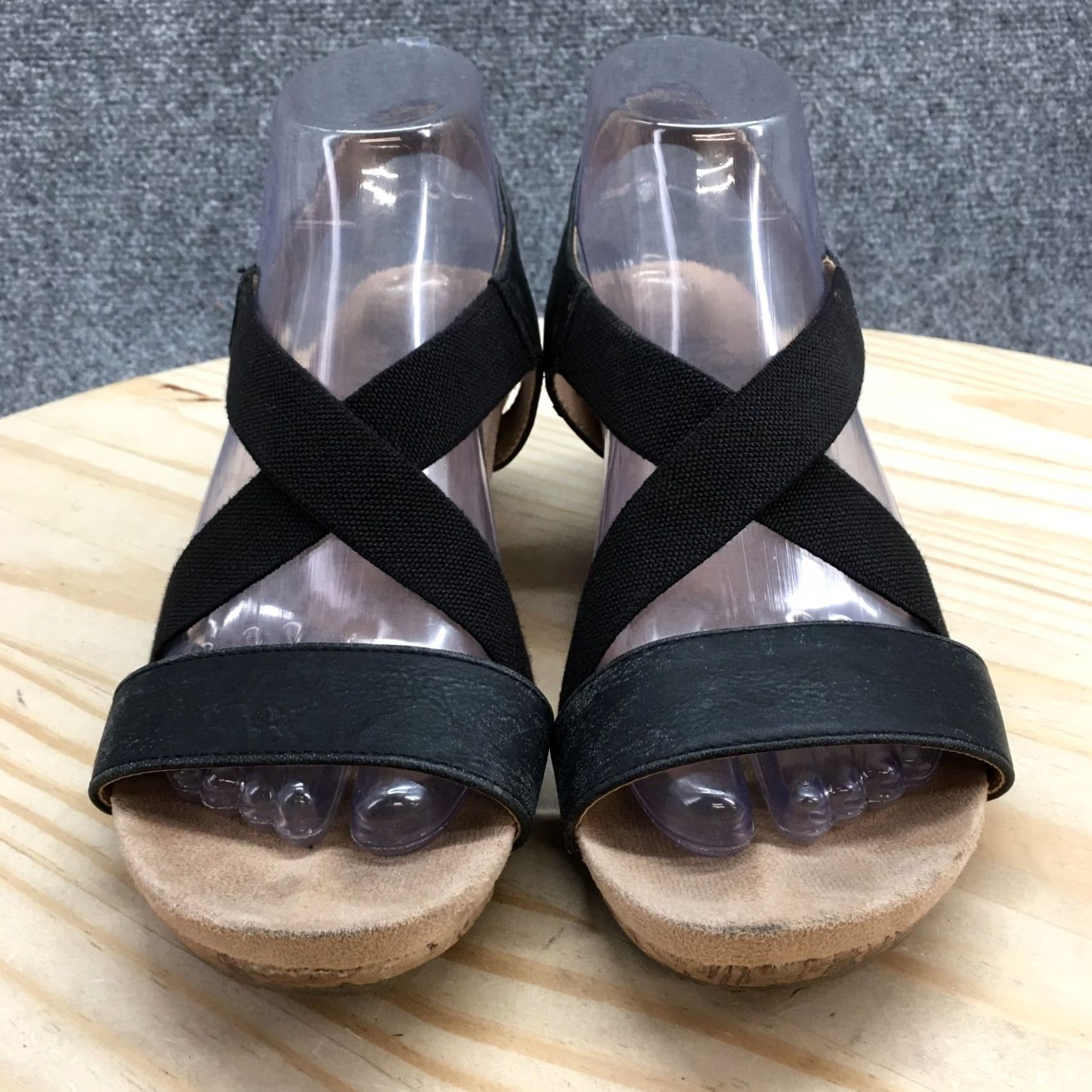 Vintage LifeStride Sandals Womens 7.5 M Black Wedge Slingback Crisscross Strap Comfort Size US 8 / IT 38 - 6 Thumbnail