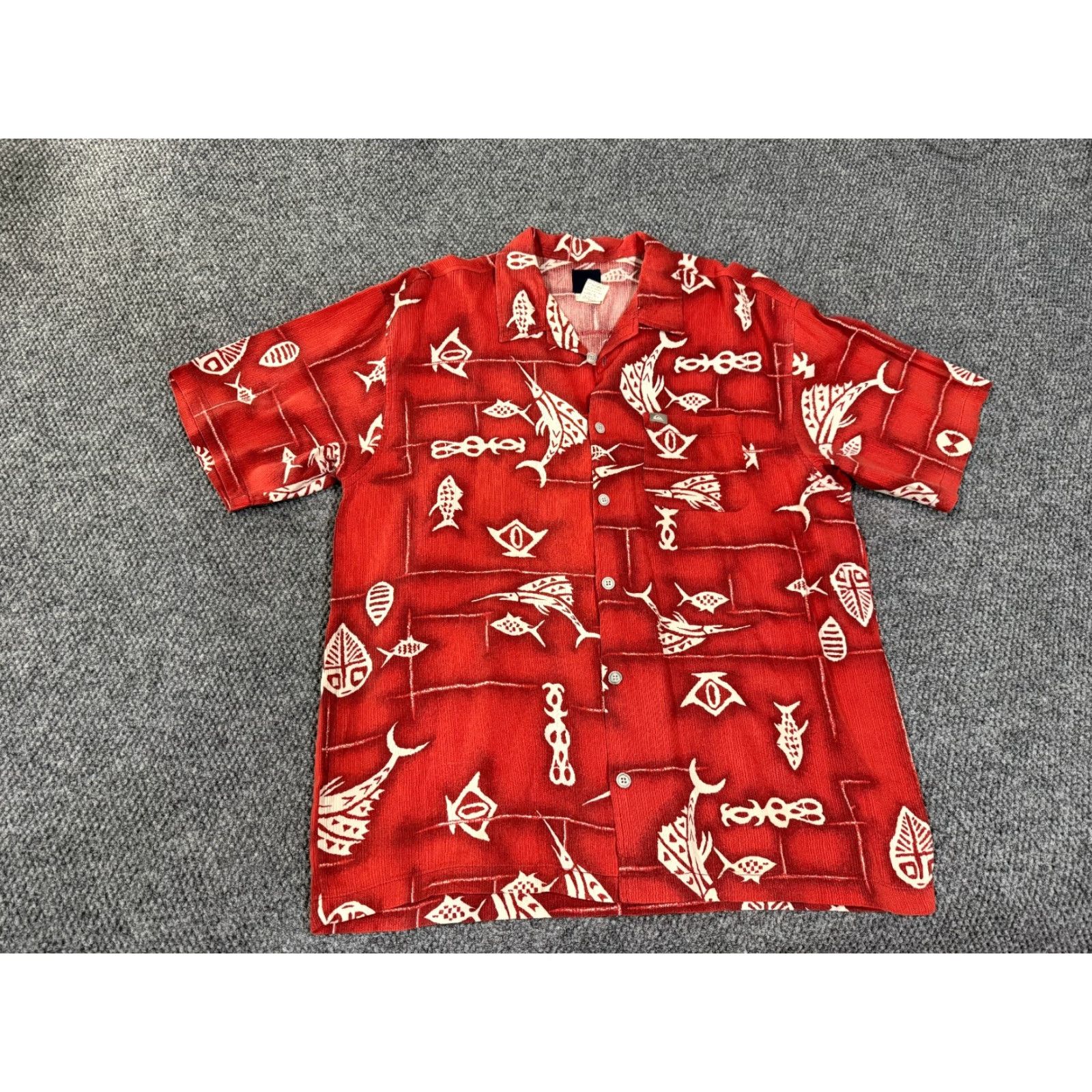 Quiksilver Quiksilver Shirt Button-Up Mens XL Red Hawaiian Tropical Fish Print Vintage Size US XL / EU 56 / 4 - 2 Thumbnail