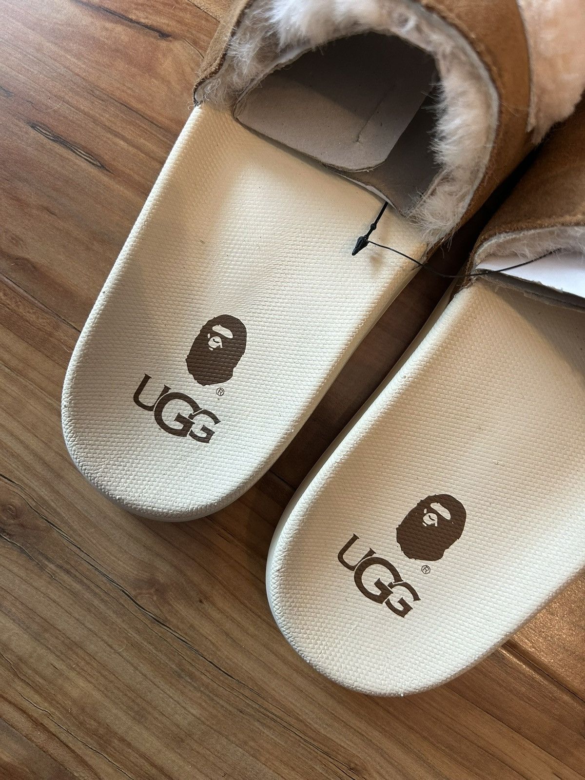 Bape × Ugg NEW RARE Bape x Uggs Fur Slides Size US 11 / EU 44 - 6 Thumbnail