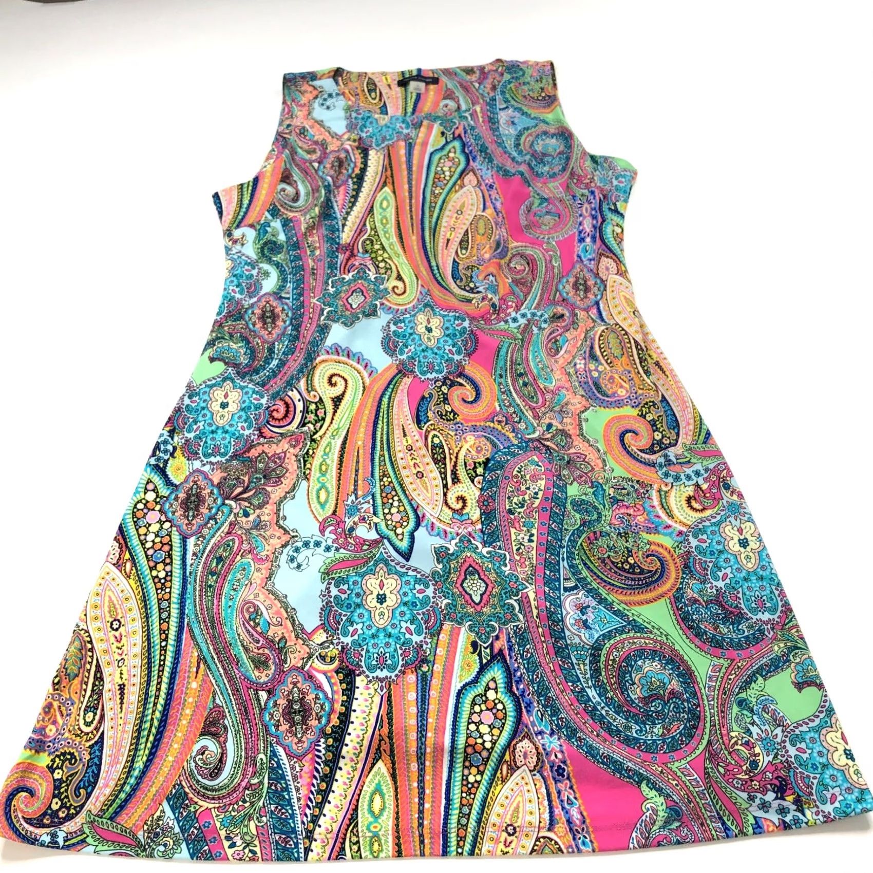 Tommy Hilfiger Tommy Hilfiger Dress A-Line Mini Above Knee Paisley Print MINT Multicolor Sleeveless Pullover Round Neck 10 Regular Women’s Short Dress Size L / US 10 / IT 46 - 4 Thumbnail