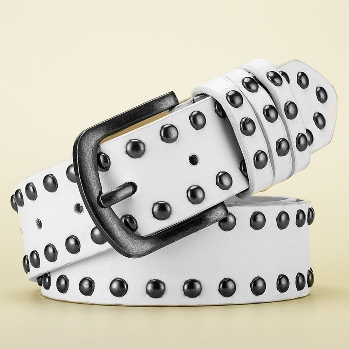 Streetwear White Retro Rivet Belt | Grailed
