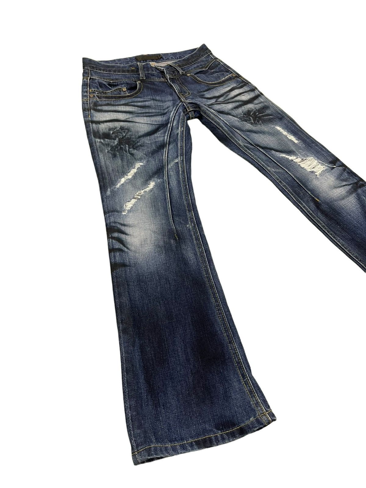 Japanese Brand Slim Jeans Jackrose Luv Maison Faded Distress Low Rise 8🟦6 Size US 29 - 2 Thumbnail