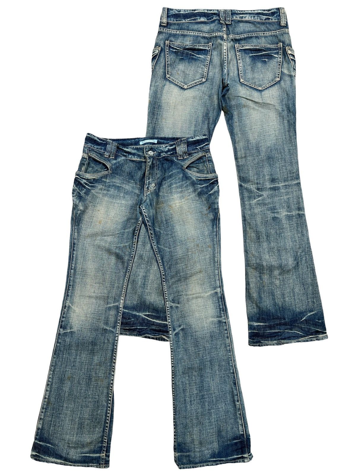Michel Klein Michael Klein Distressed Faded Flare Denim Jeans 34x33 Size 34" / US 12 / IT 48 - 1 Thumbnail