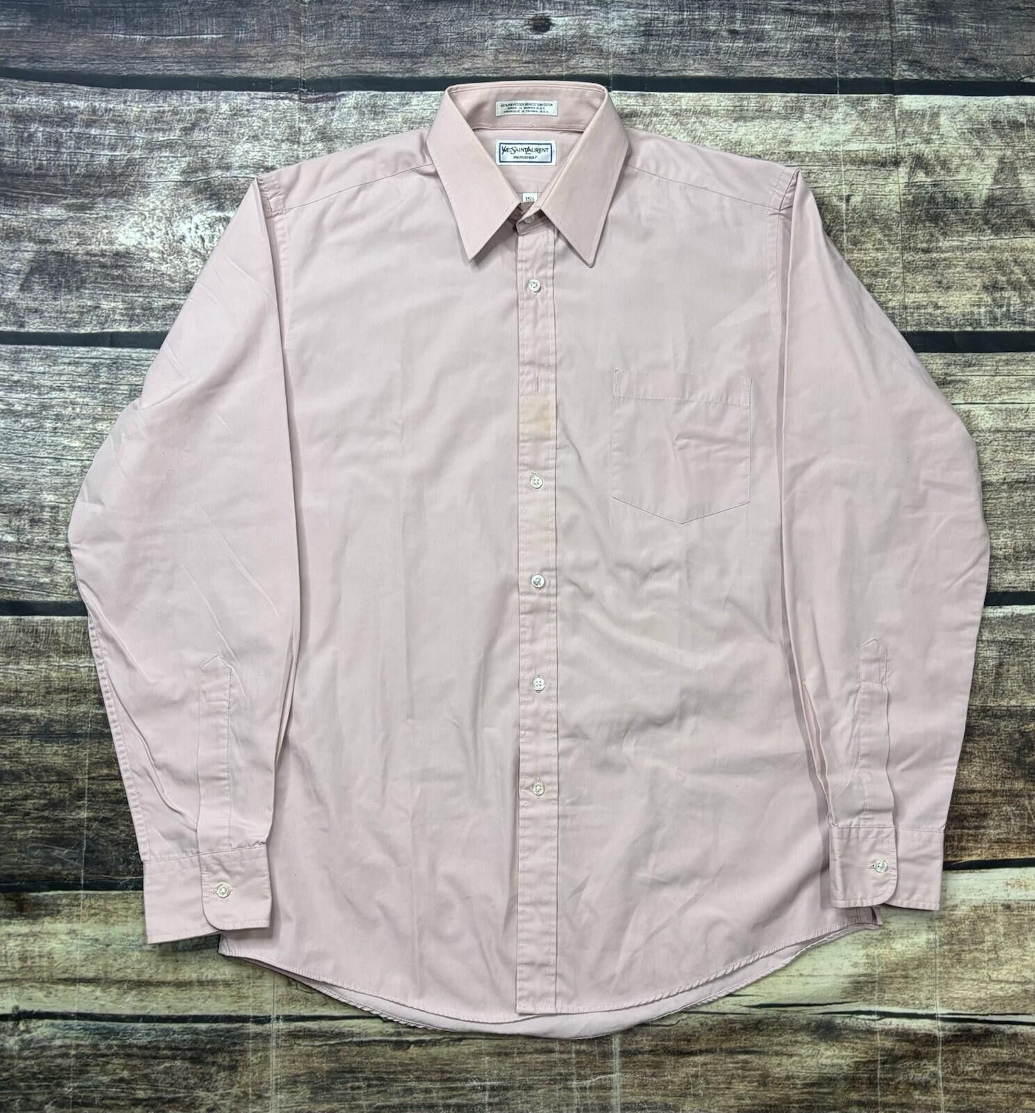 Saint Laurent Paris VTG Yves Saint Laurent Shirt Mens 15.5 34/35 Button Down Size 38R - 1 Thumbnail