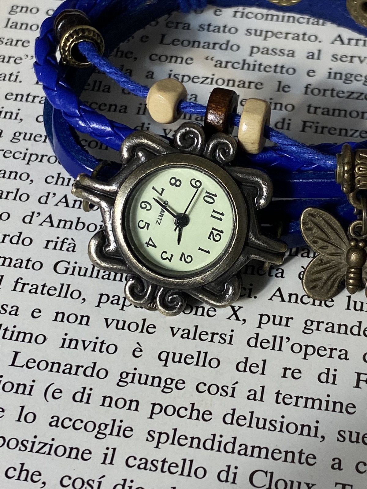 Jewelry Blue Boho Bracelet Watch with Butterfly Charm Size ONE SIZE - 2 Thumbnail