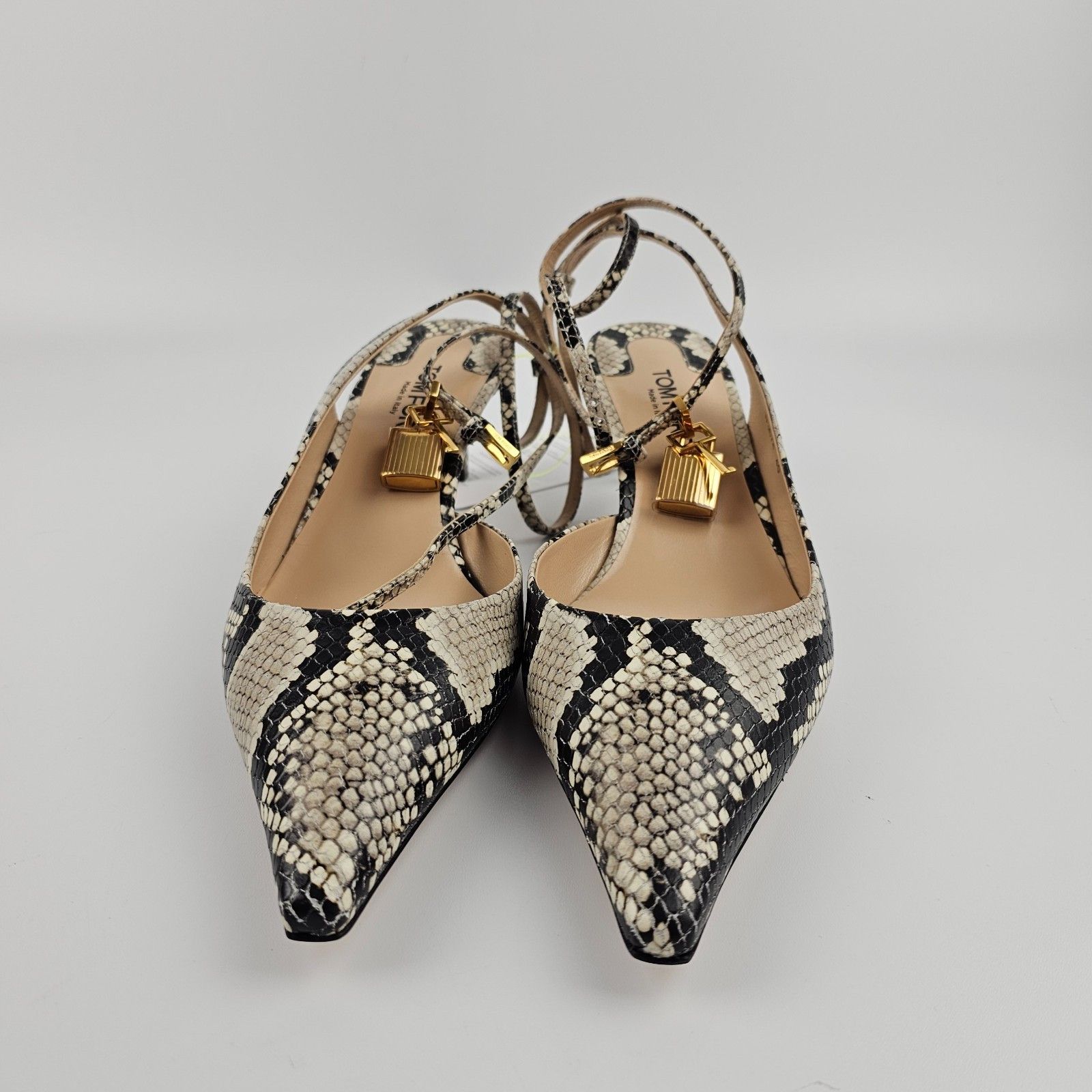 Tom Ford TOM FORD Padlock B/Blk Emb.Lthr. 55mm Pumps Size US 7 / IT 37 - 4 Thumbnail