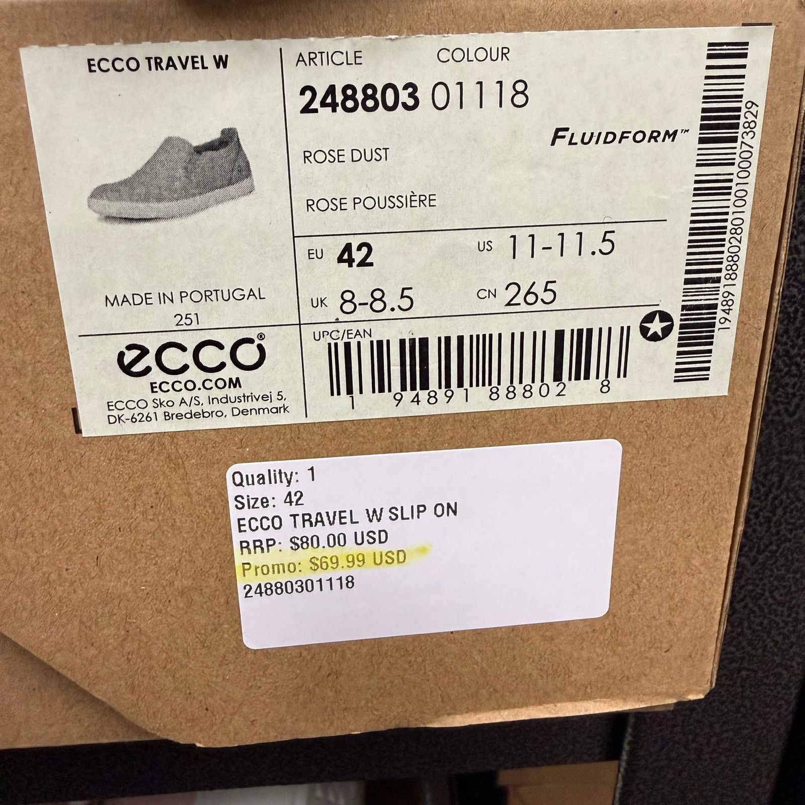 Ecco ECCO WOMEN'S 42 CLASSIC SLIP ON LEATHER SNEAKER ROSE DUST Size US 11 / IT 41 - 5 Thumbnail