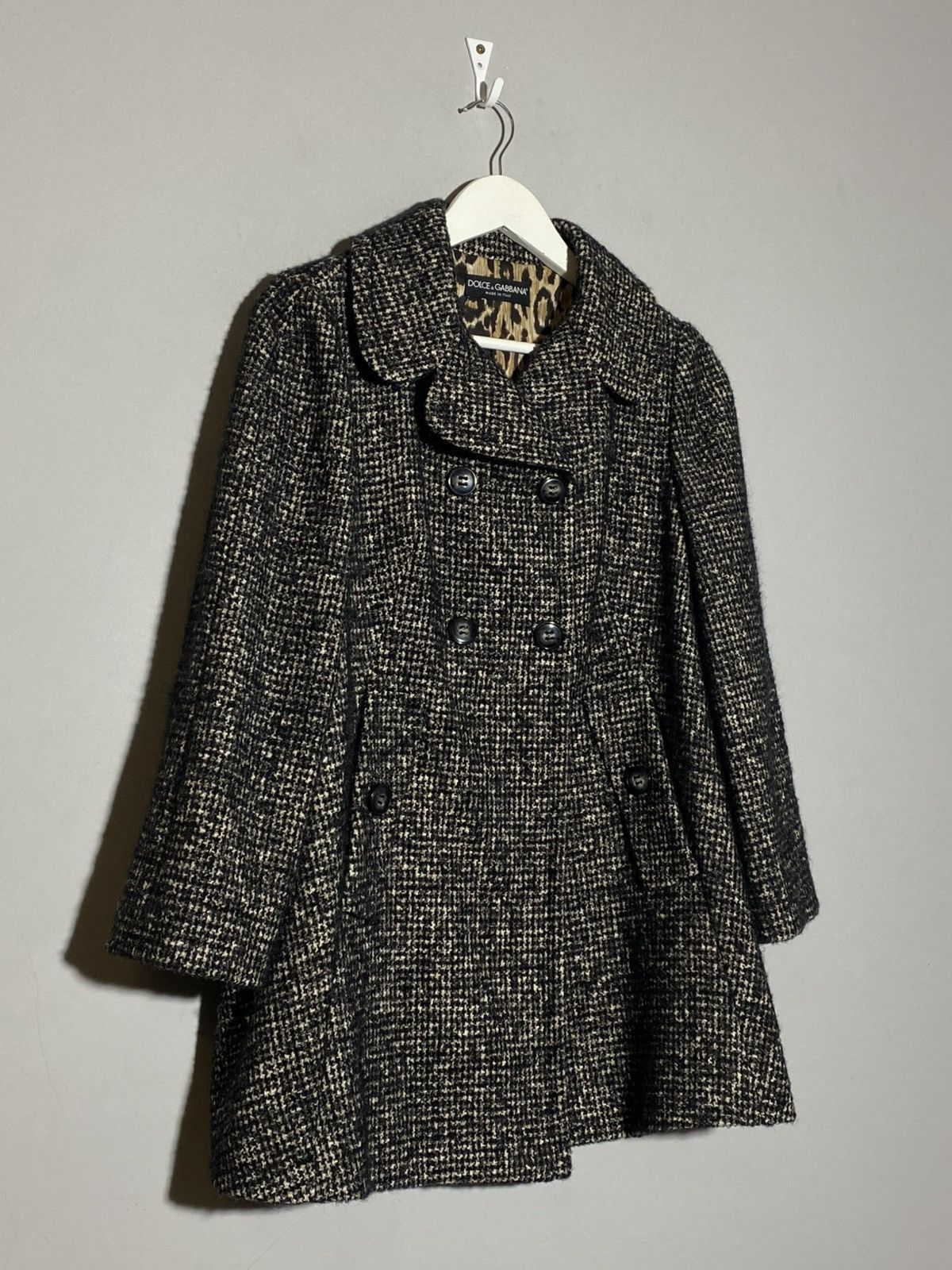 Dolce & Gabbana Dolce Gabbana Vintage Tweed Wool Mohair Coat Leopard Lining Size L / US 10 / IT 46 - 4 Thumbnail