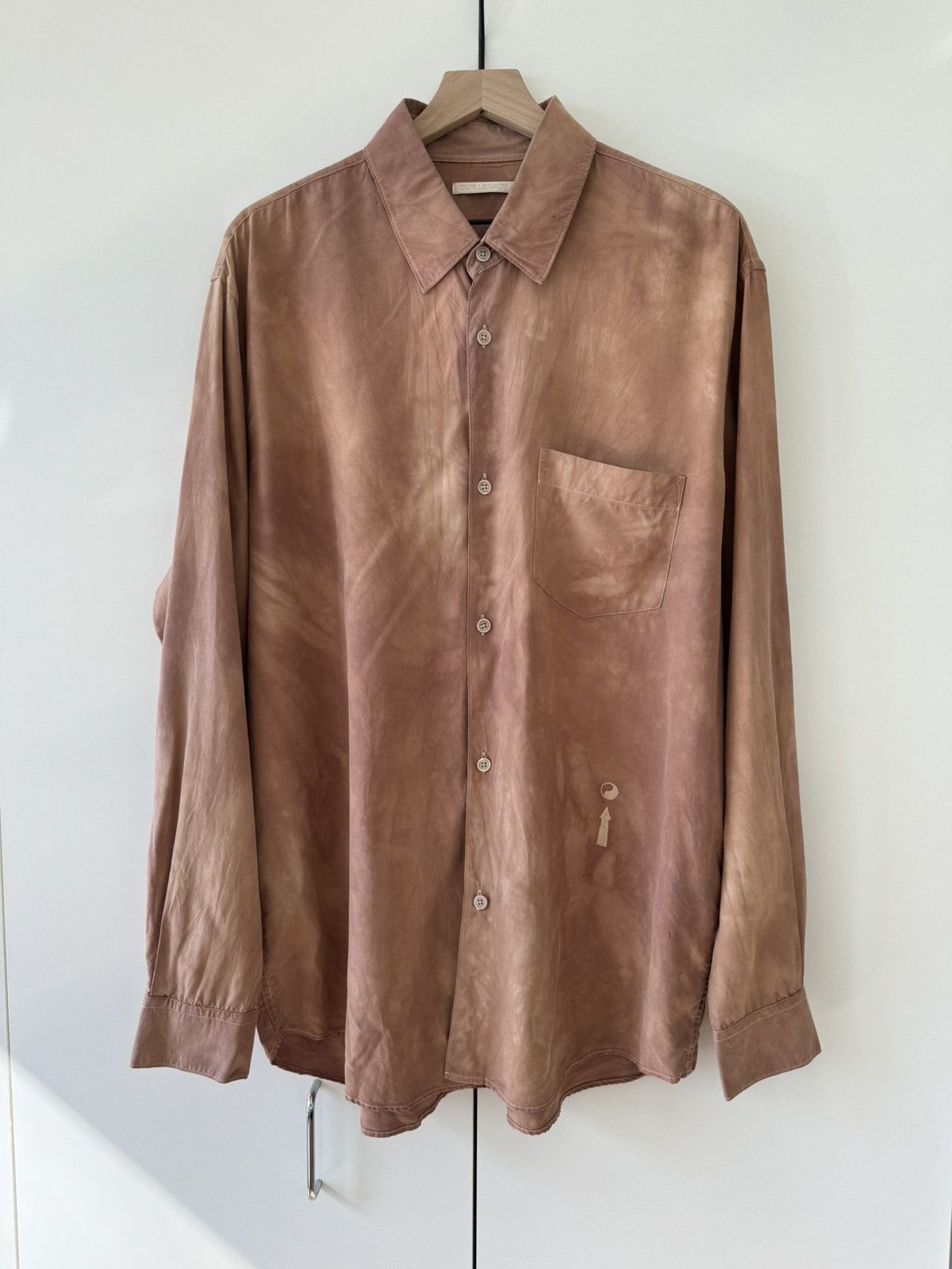 Pre-owned Our Legacy Workshop X Gabrio Bini Wine Dyed Initial Silk Shirt 52 In Red