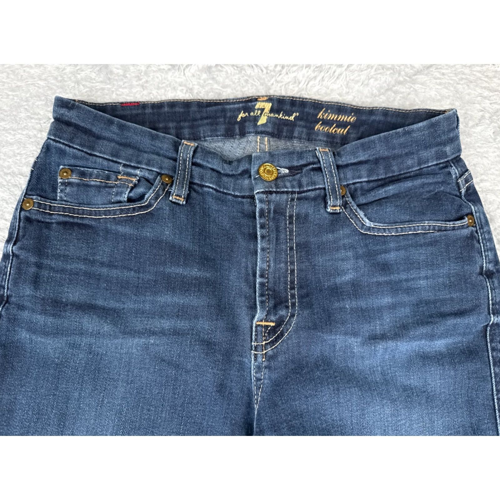 7 For All Mankind 7 For All Mankind Jeans Womens 27x27 Blue Denim Kimmie Bootcut Low Rise Dark Raw Size 27" / US 4 / IT 40 - 4 Thumbnail