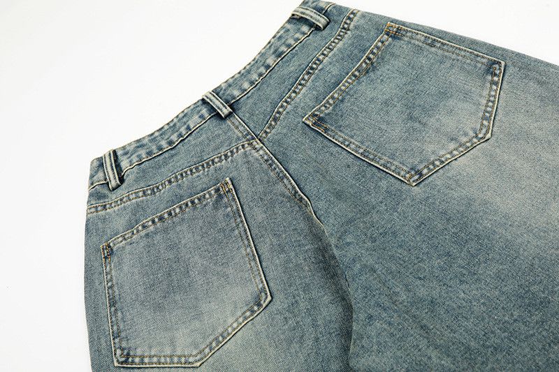 Jean American retro distressed patchwork butterfly straight jeans Size US 32 / EU 48 - 5 Thumbnail