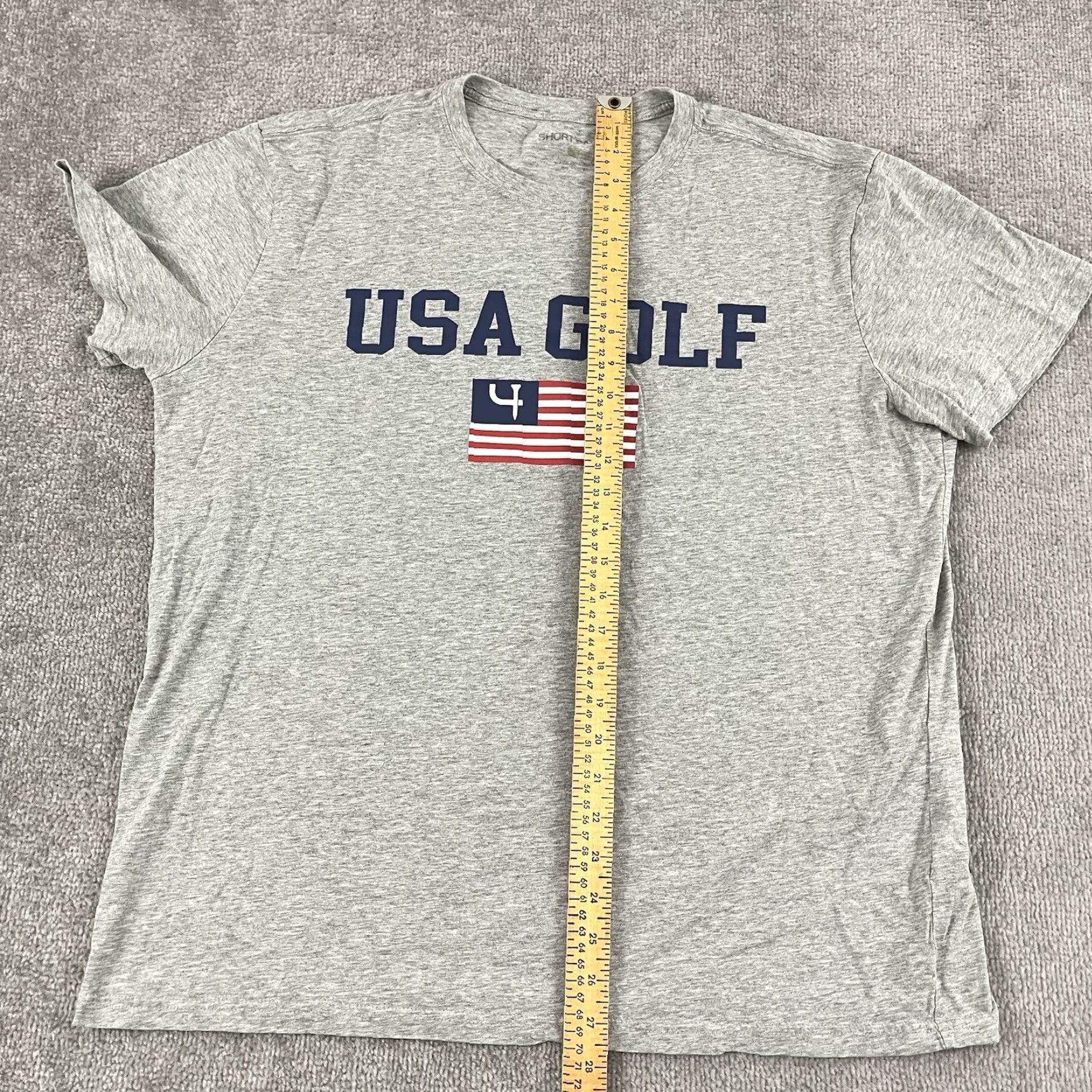 Vintage Short Par 4 Shirt Mens Large Gray Golf USA Flag Patriotic Sport S/S Graphic Tee Size US L / EU 52-54 / 3 - 4 Thumbnail