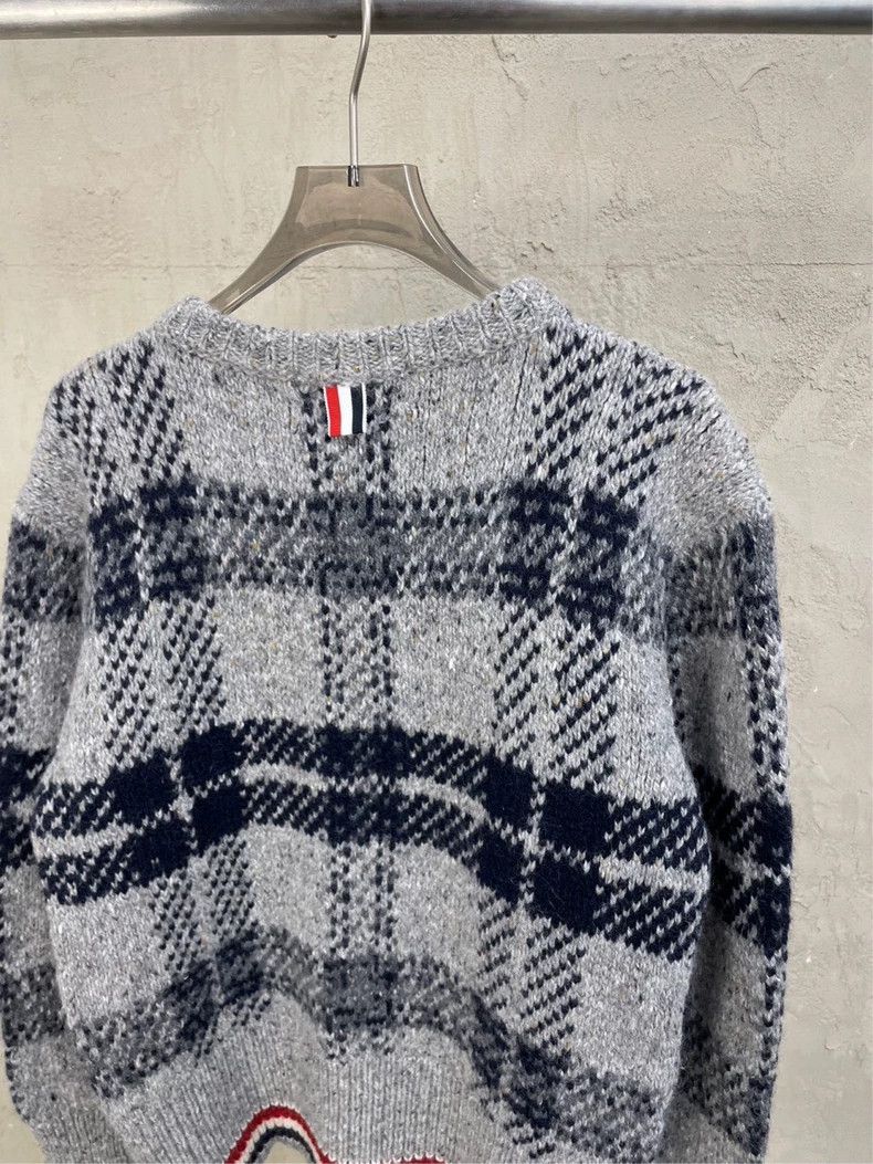 Thom Browne Thom Browne size3 Gray Tibetan blue checkered wool sweater Size US L / EU 52-54 / 3 - 5 Thumbnail