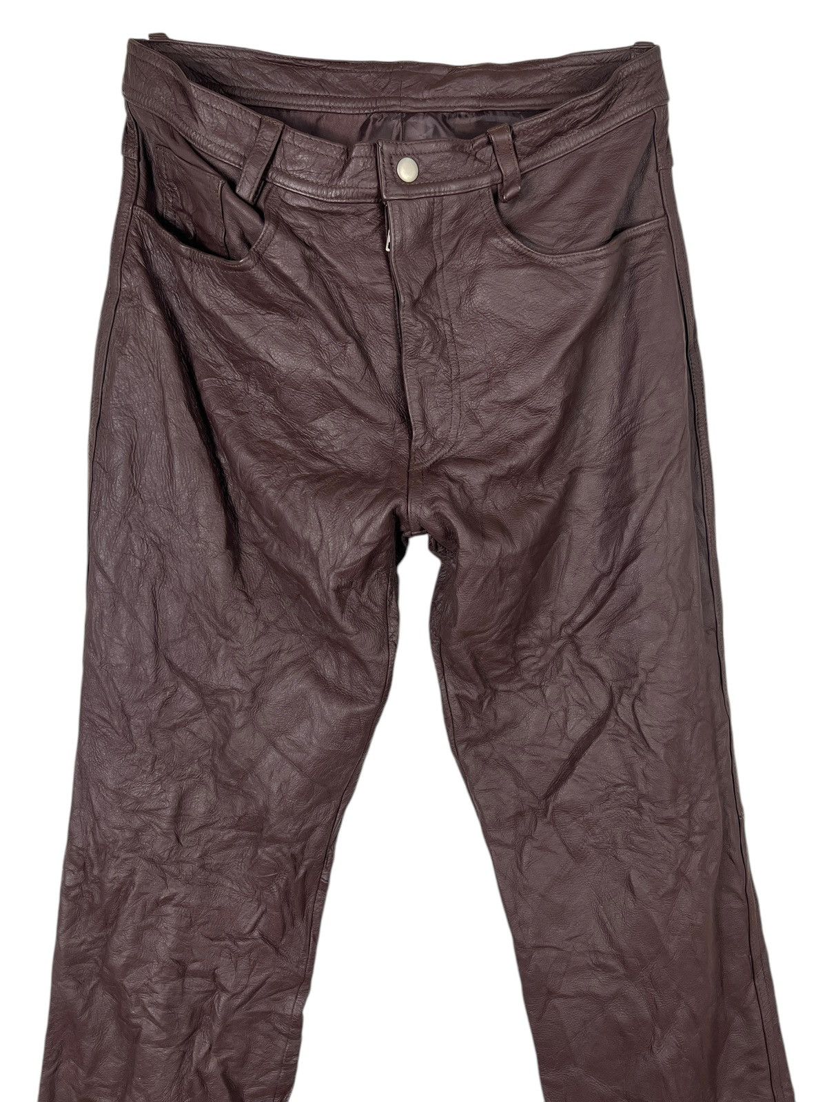 Issey Miyake × Japanese Brand 🔥 RARE VINTAGE ALL THE WAY LEATHER TROUSER PANT Size US 30 / EU 46 - 4 Thumbnail