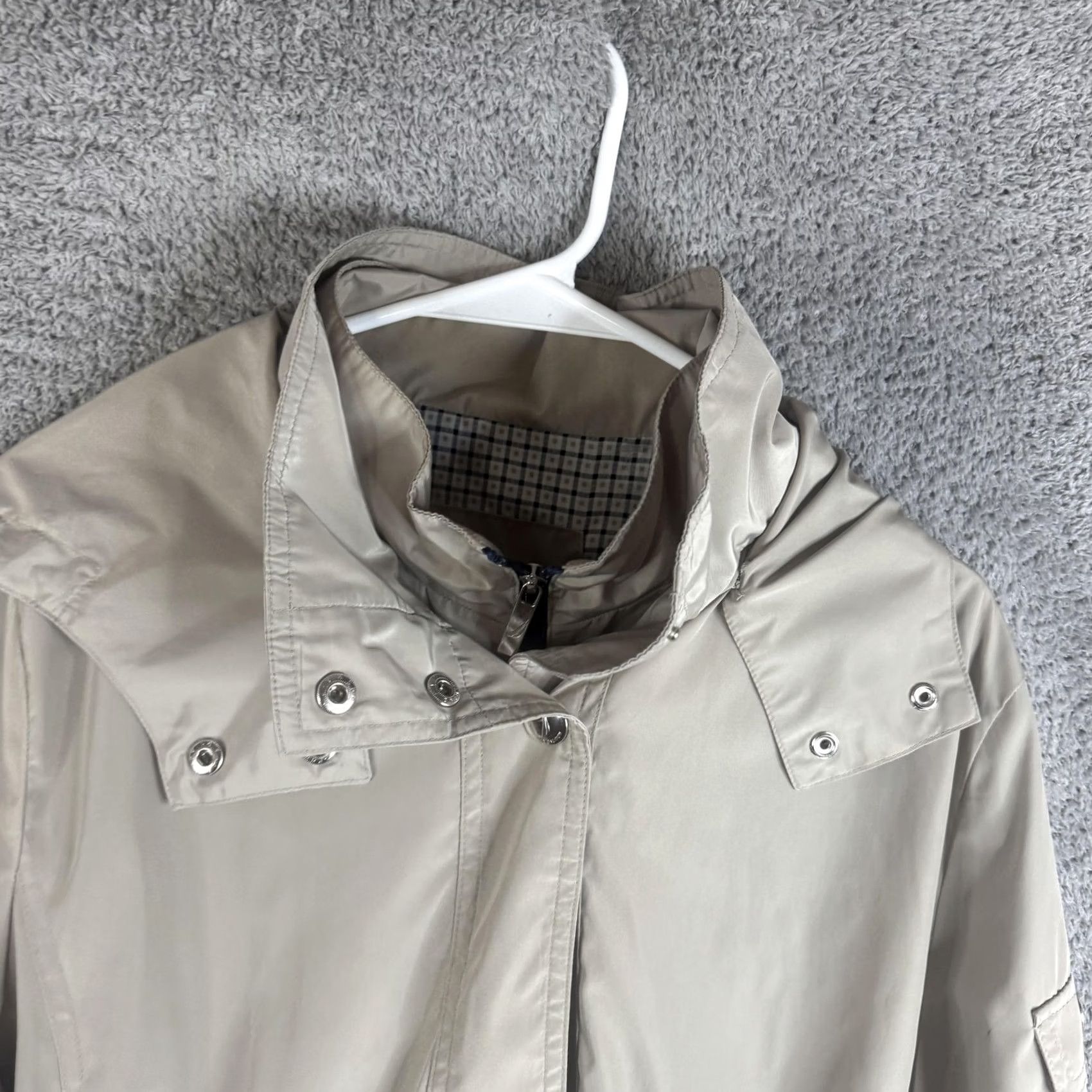 Nautica Nautica Coat Womens Large Beige Hooded Rain Microfiber Zip Pockets Mid Length Size L / US 10 / IT 46 - 6 Thumbnail