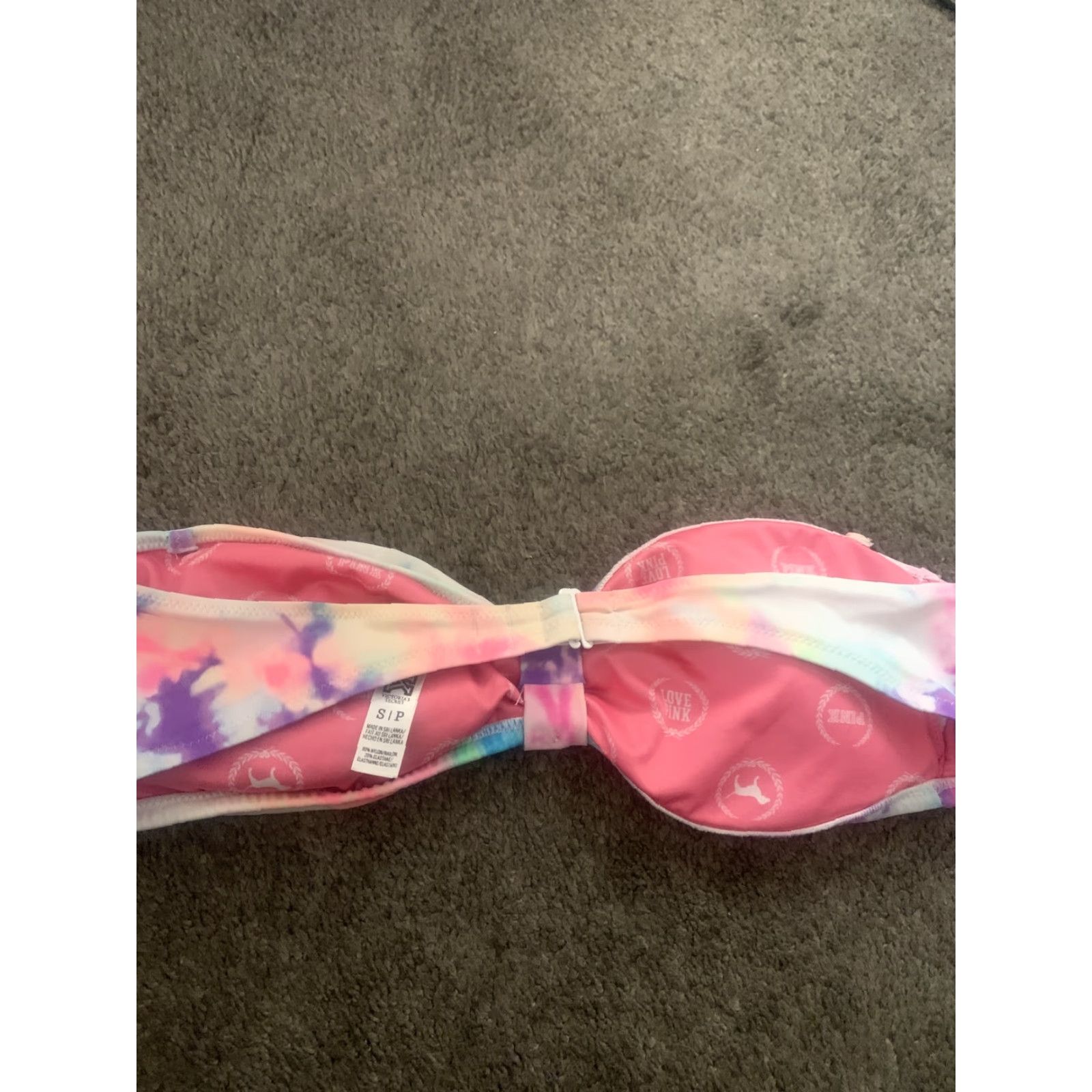 Pinko PINK Bikini Top Tye Dye Multicolor S Victoria's Secret Women Adults Size S Swimsuit Swim Top Pattern: Animal Print Size ONE SIZE - 2 Thumbnail