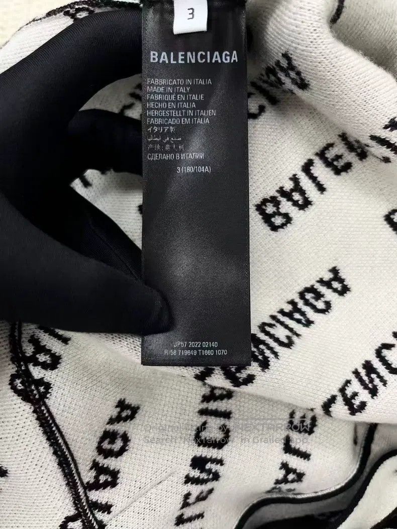 Balenciaga Balenciaga Black and white bulletproof print lettering log Size L / US 10 / IT 46 - 4 Thumbnail