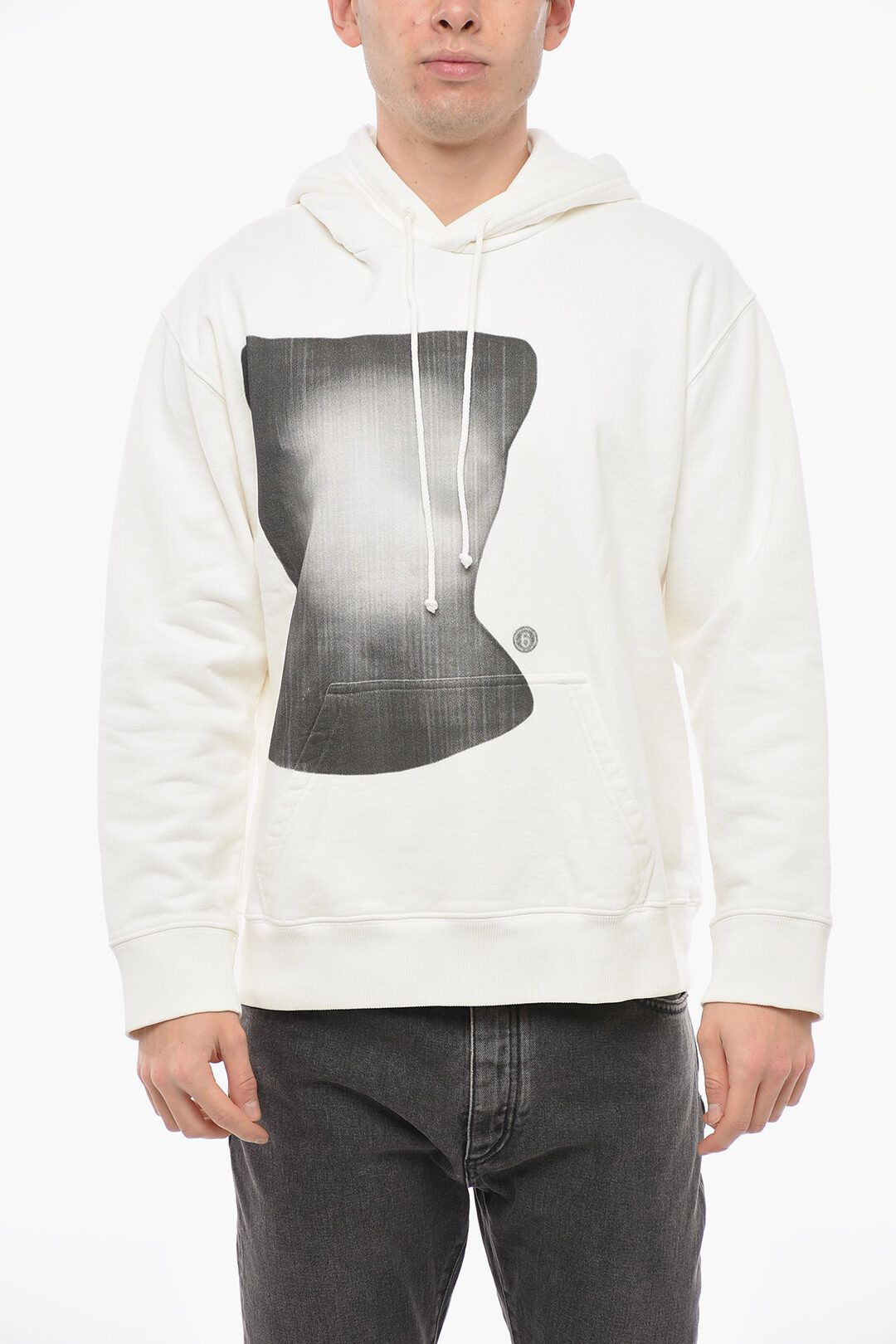 Maison Margiela og1mm1224 Unisex Brushed Cotton Printed Hoodie in White Size S / US 4 / IT 40 - 5 Thumbnail