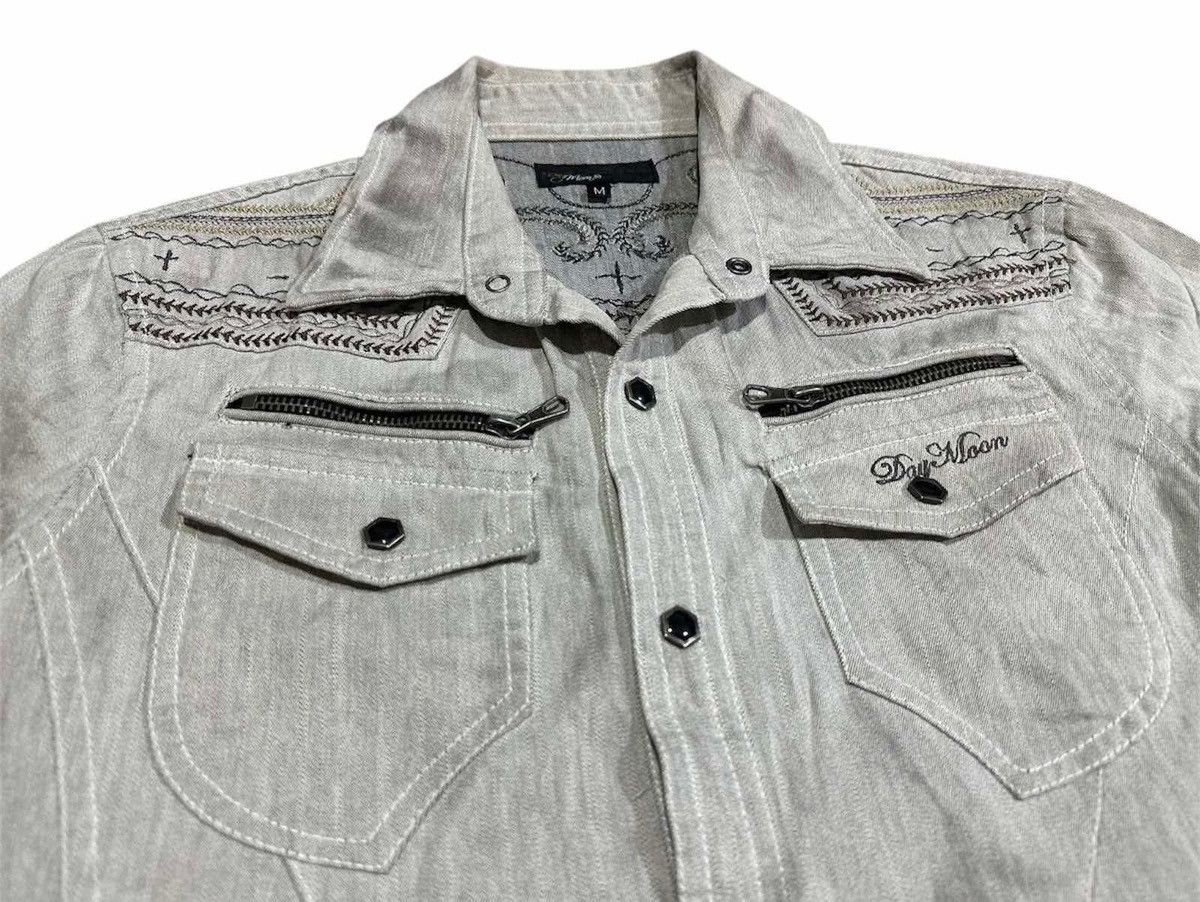 Hysteric Glamour × Japanese Brand × Seditionaries 🔥Sick Y2K Day Moon Western Shirt Zipper Ash Dyed Goth Punk Size US M / EU 48-50 / 2 - 3 Thumbnail