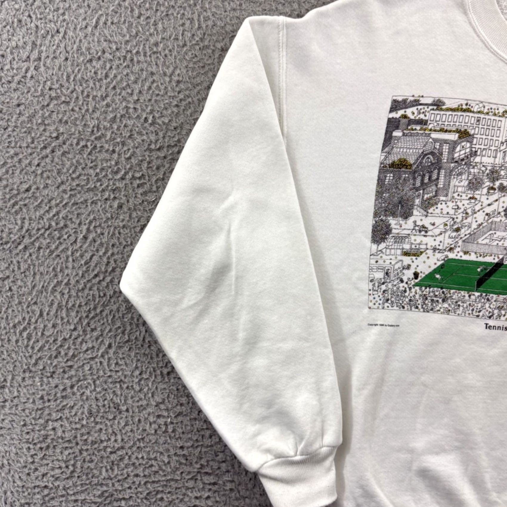 Jerzees VINTAGE Jerzees Sweatshirt Mens XL White 80s 90s Tennis Graphic Print Long Sleeve Crew Neck Pullover Size US XL / EU 56 / 4 - 4 Thumbnail