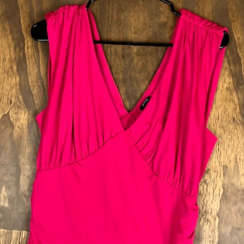 Express Express Bodysuit Womens Pink V Neck Sleeveless Runched Stretch L Size L / US 10 / IT 46 - 2 Thumbnail