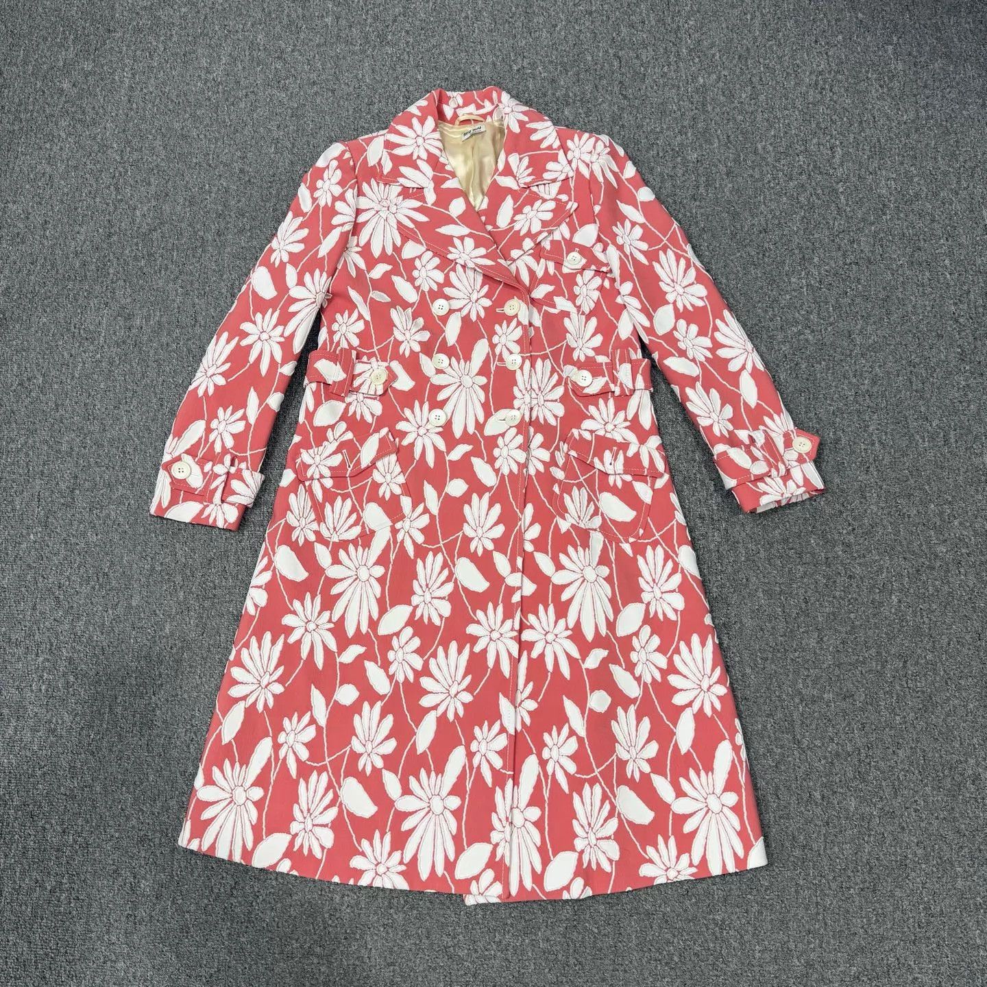 Miu Miu MIU MIU Pink Jacquard Trench Coat 40 99 New Size S / US 4 / IT 40 - 1 Thumbnail