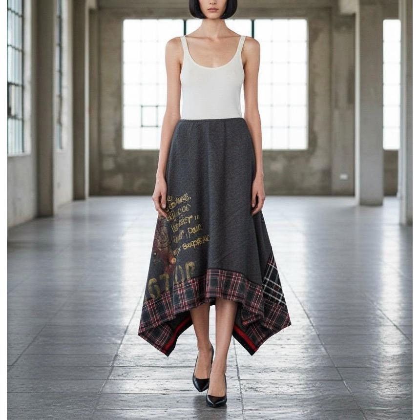 Cop Copine The Cop Copine Neutral Checkered Maxi Skirt Size 28" / US 6 / IT 42 - 1 Thumbnail