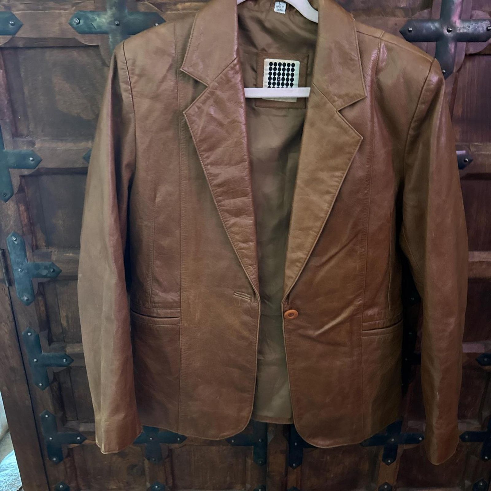 & Other Stories Vintage tan leather blazer jacket button Mens Medium Size M / US 6-8 / IT 42-44 - 1 Thumbnail