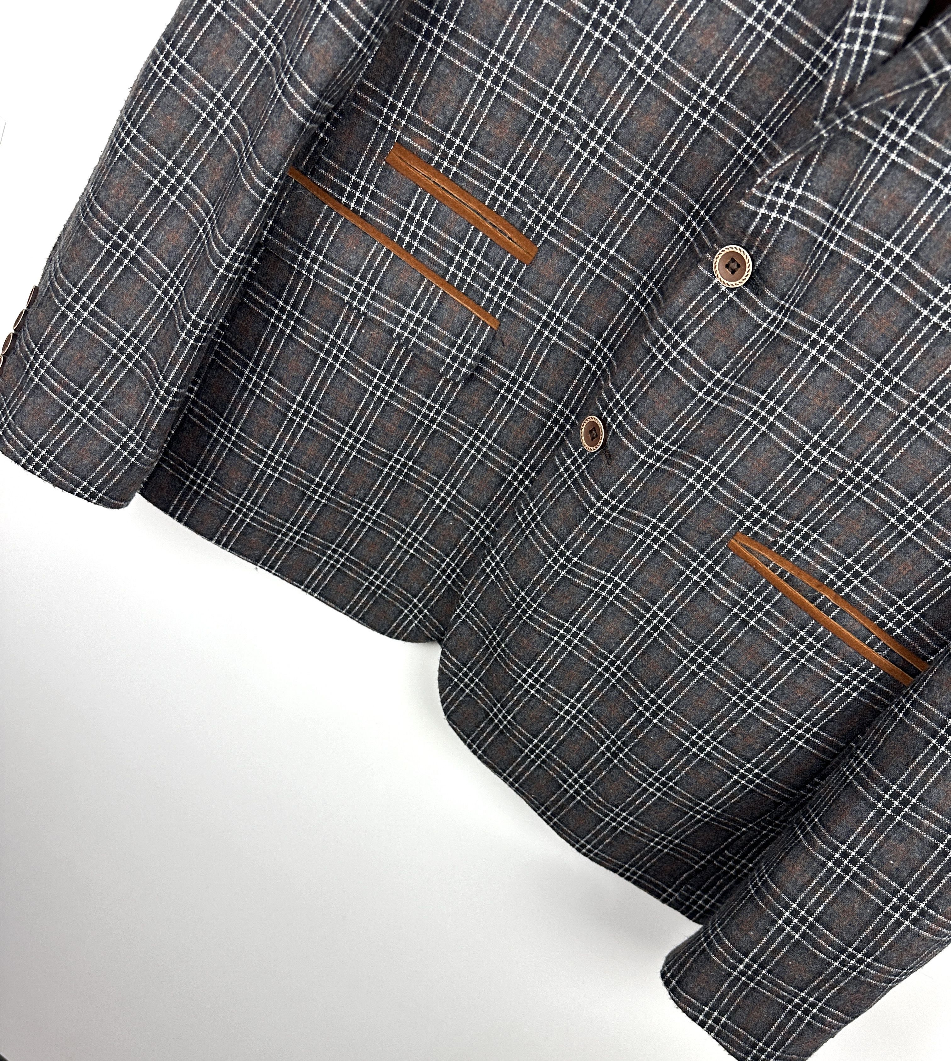 Vintage Marc Darcy woolen tweed checked men blazer jacket Size 48R - 3 Thumbnail