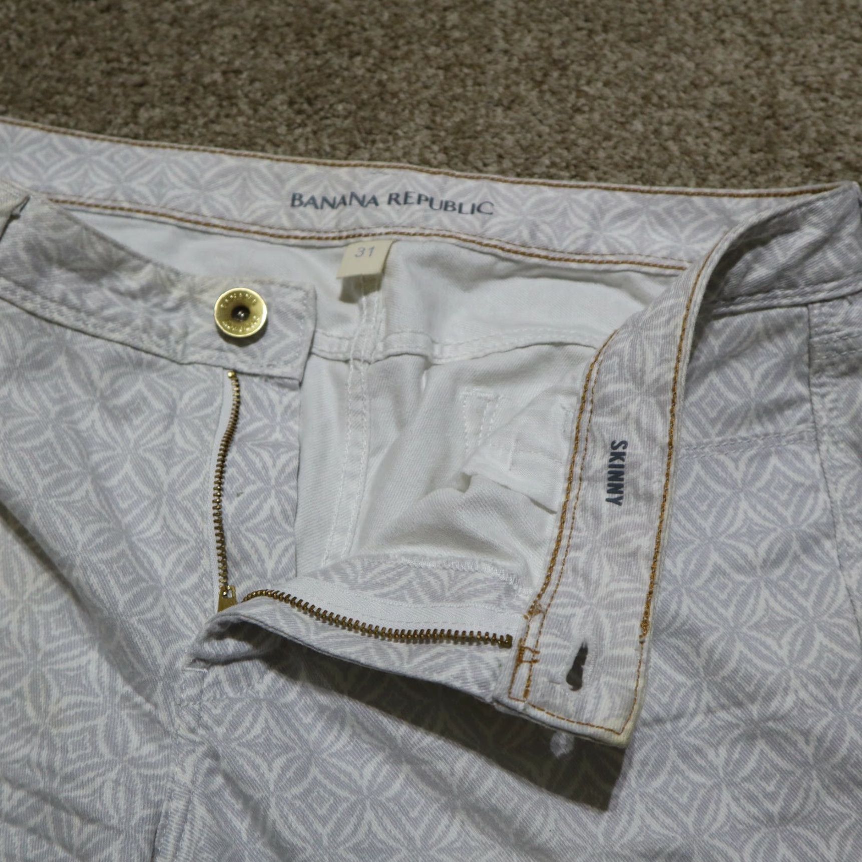 Banana Republic Banana Republic Pants Skinny White 31 Women's Regular 29 Inseam Button Zip Cotton Spandex 99% 1% Casual Womens Size 24" / US 00 / IT 34 - 5 Thumbnail