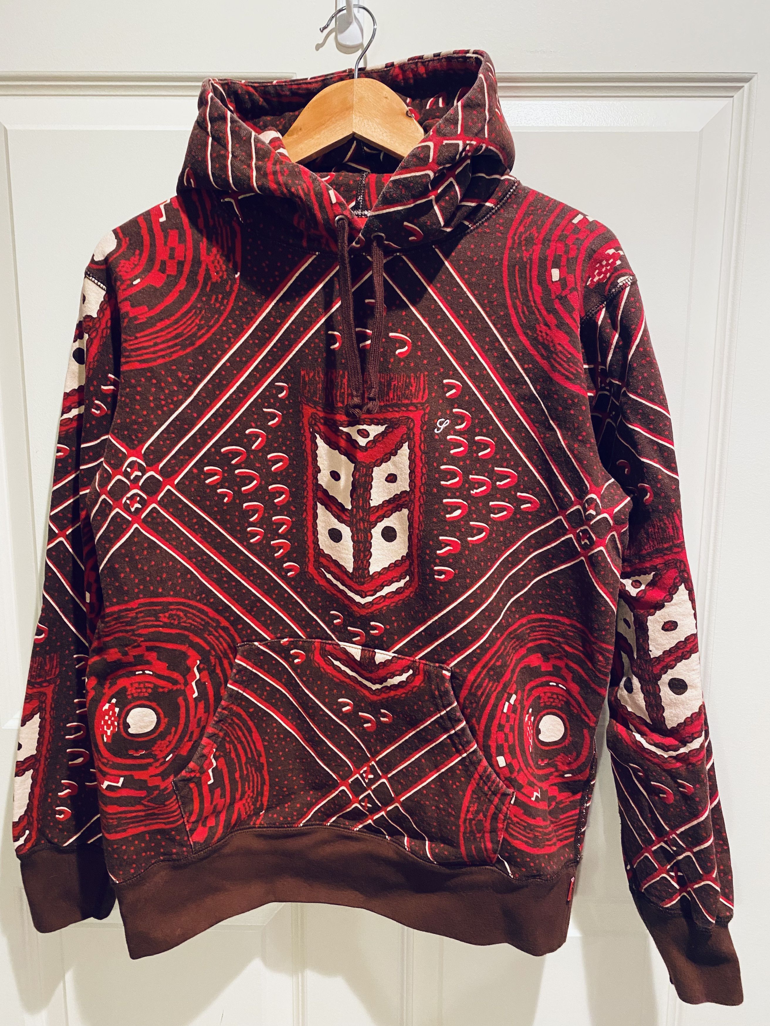 image of Supreme Aztec Hoodie in Red, Men's (Size Medium)