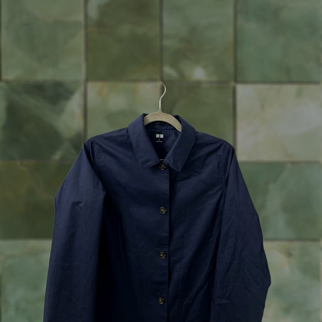 Uniqlo Uniqlo Jacket Womens S Trench Coat Size Navy Button Front Cotton Size S / US 4 / IT 40 - 1 Thumbnail