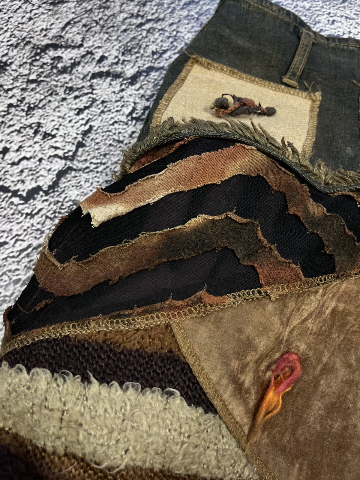 Vintage Vintage Avant Garde Reworked Patchwork Skirt Cop Copine Vibe Size 27" / US 4 / IT 40 - 6 Thumbnail