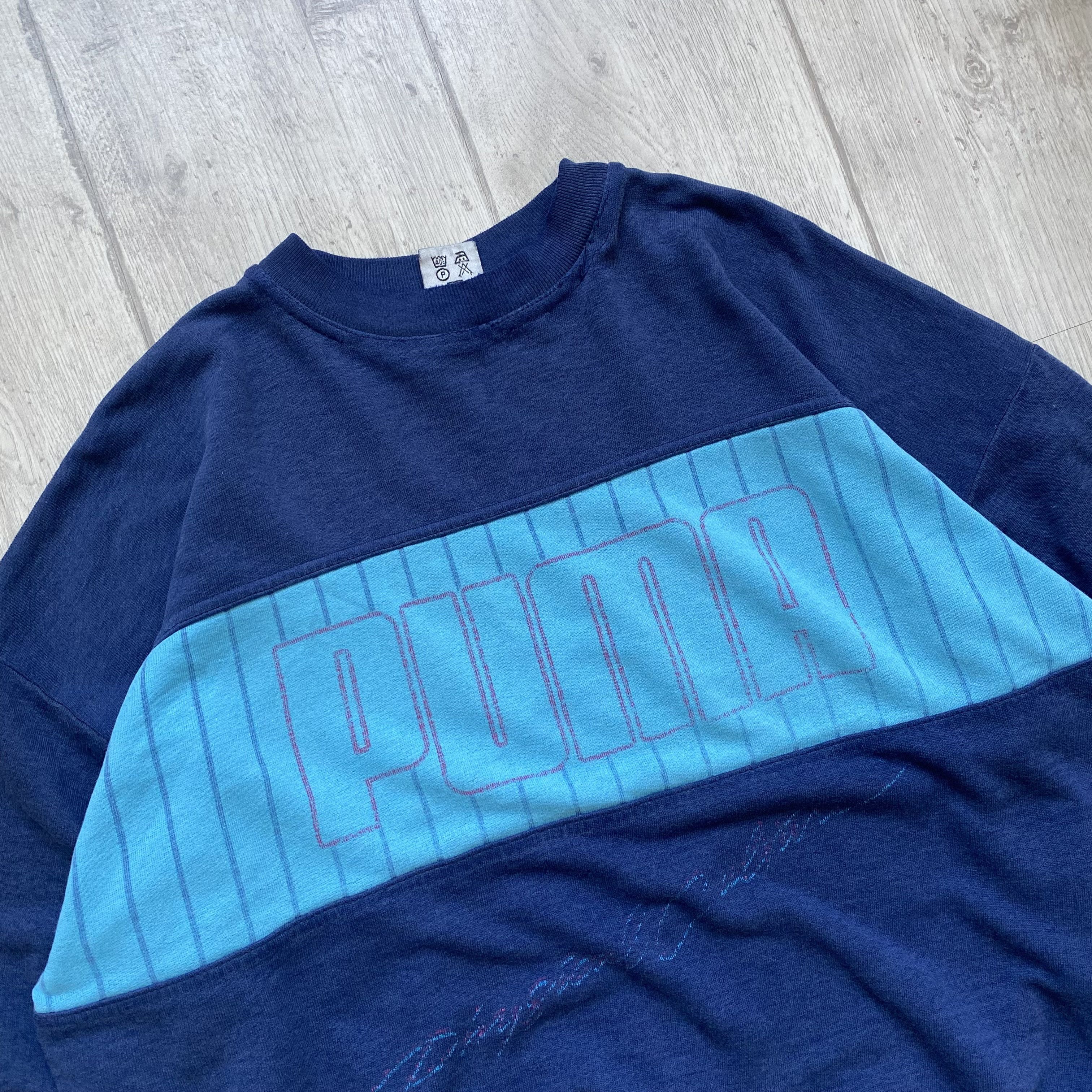 Puma Vintage 80s Puma sweatshirt Distressed Big logo Size US M / EU 48-50 / 2 - 2 Thumbnail