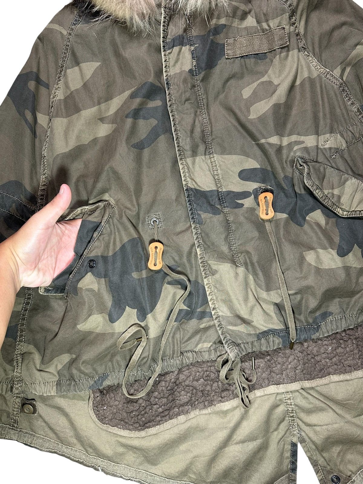 GOA G.O.A Camouflage Fur Hood Poncho Size ONE SIZE - 8 Thumbnail