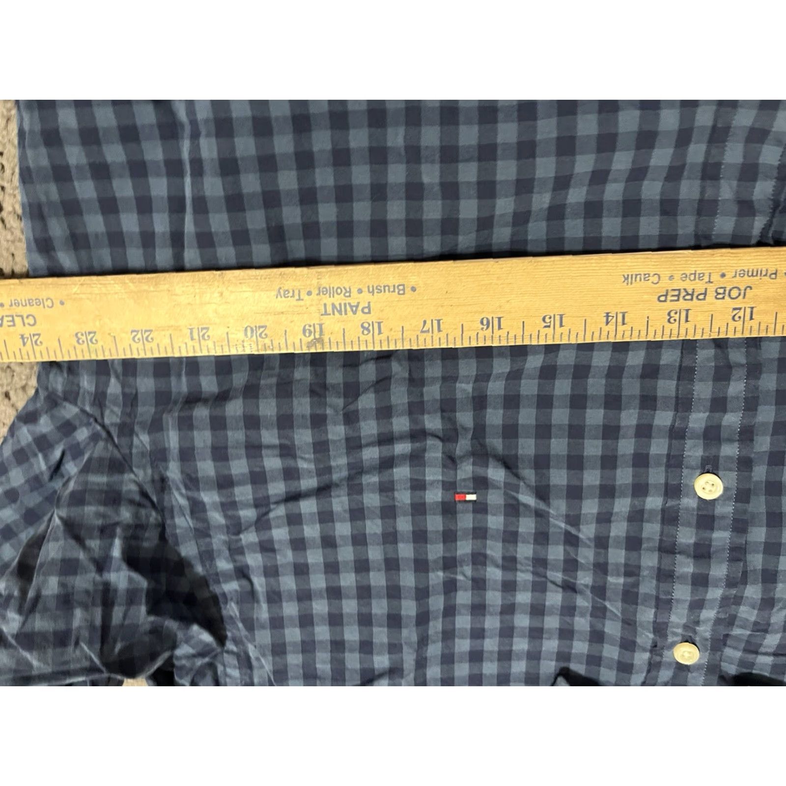 Tommy Hilfiger TOMMY HILFIGER Blue Check Slim Fit Button-Up Shirt Long Sleeve XL Mens Size US XL / EU 56 / 4 - 5 Thumbnail