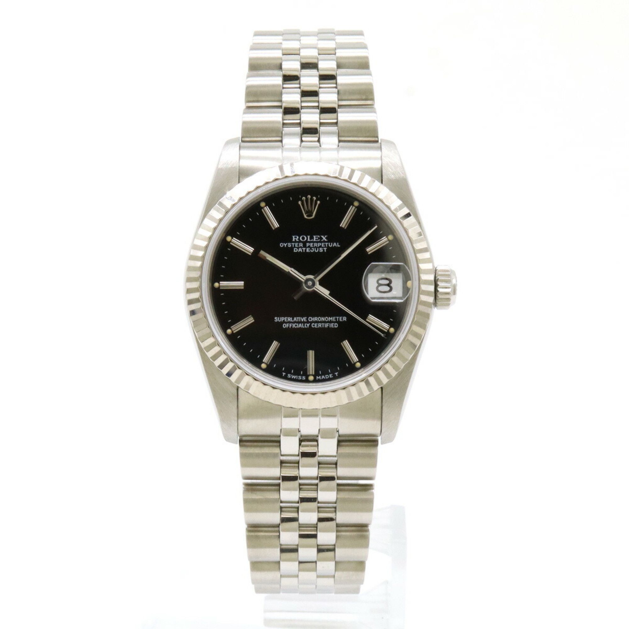 Rolex Rolex Datejust Black Dial SS K18WG Bezel L Number Boys AT Automatic Watch 69174 Size ONE SIZE - 1 Thumbnail