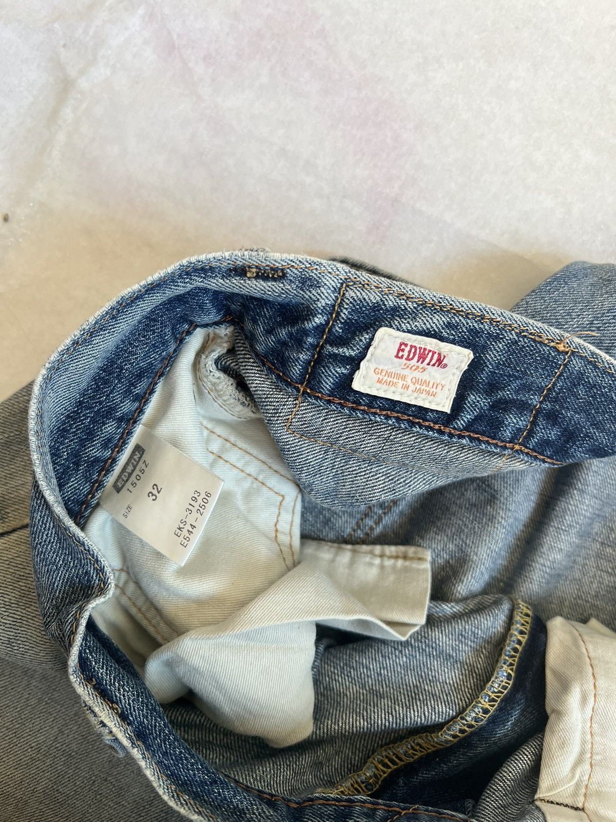 Edwin Edwin 505z Orange Selvedge Distressed Denim Size US 37 - 10 Thumbnail