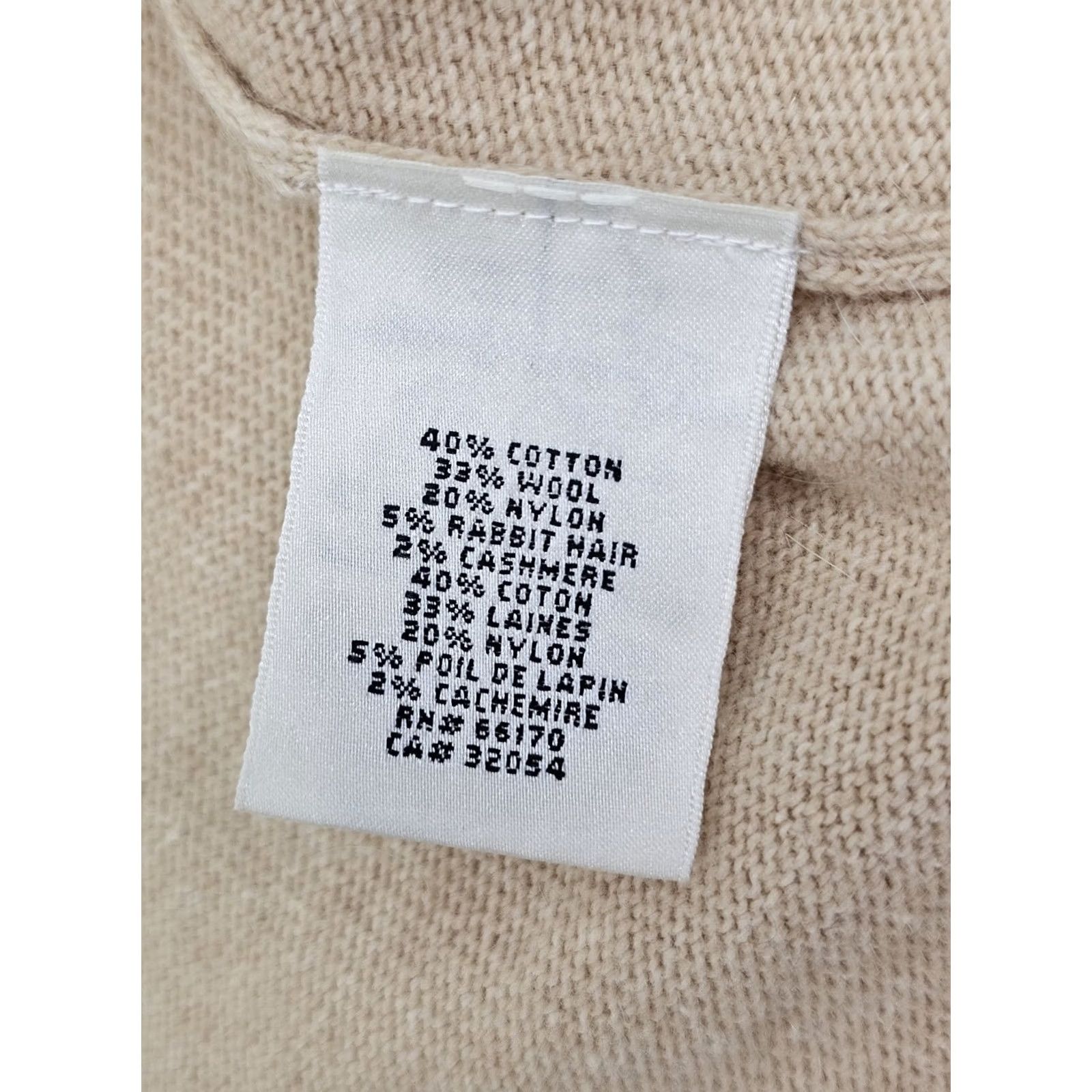 Vintage Charlie & Robin Cardigan Women XS Beige Wool Rabbit Hair Cashmere Blend Snap Button V-Neck Long Sleeve Sweater Size XS / US 0-2 / IT 36-38 - 6 Thumbnail
