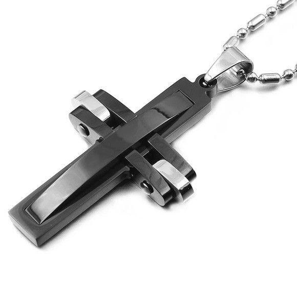 Other Unisex Stainless Steel Cross Pendant Necklace (Black) Size ONE SIZE - 1 Thumbnail