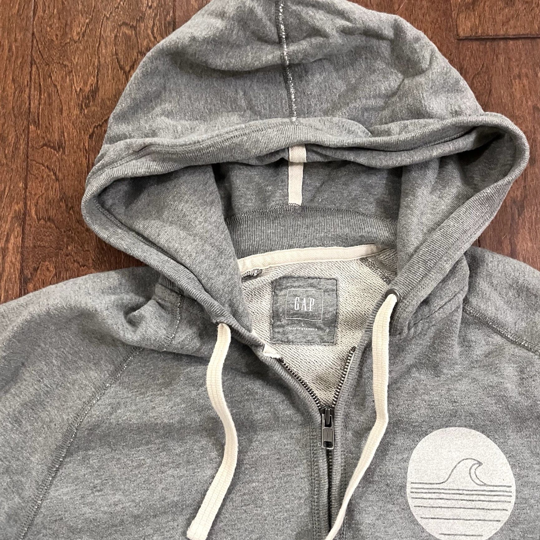 Gap GAP Sweatshirt Hoodie Mens Large Gray Full Zip Surf Local Fleece Long Sleeve Size US L / EU 52-54 / 3 - 7 Thumbnail