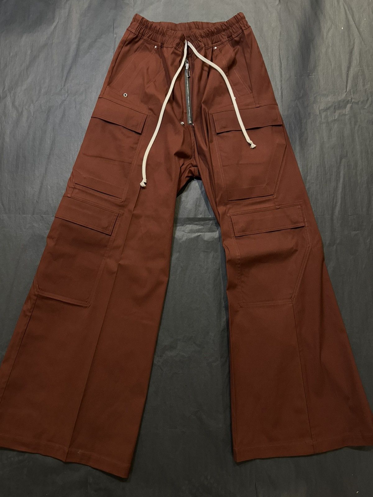 image of Rick Owens Men Cargobelas Pants in Dark Blood Red (Size 32)