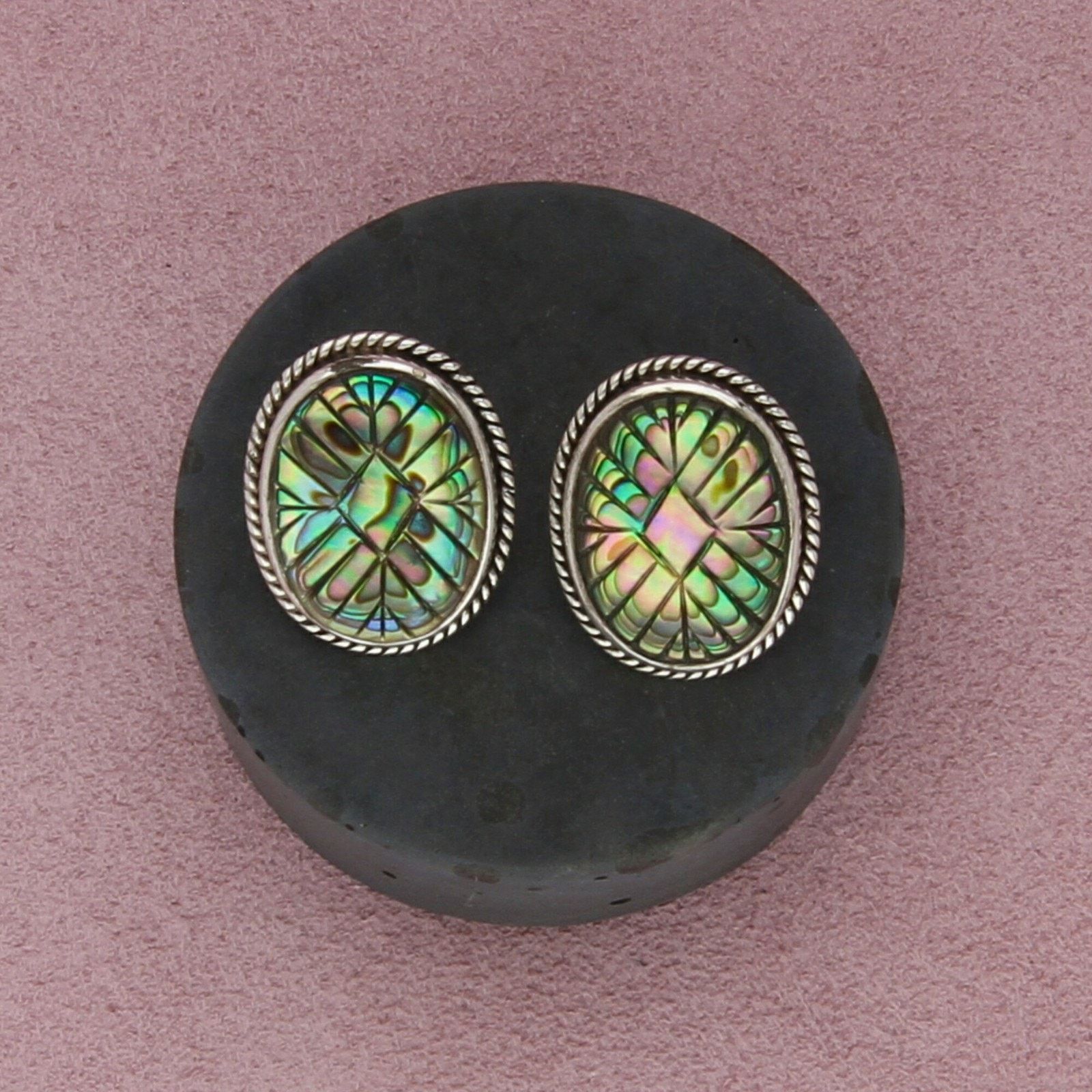 Sterling Silver peyote bird sterling silver carved abalone post earrings Size ONE SIZE - 1 Thumbnail