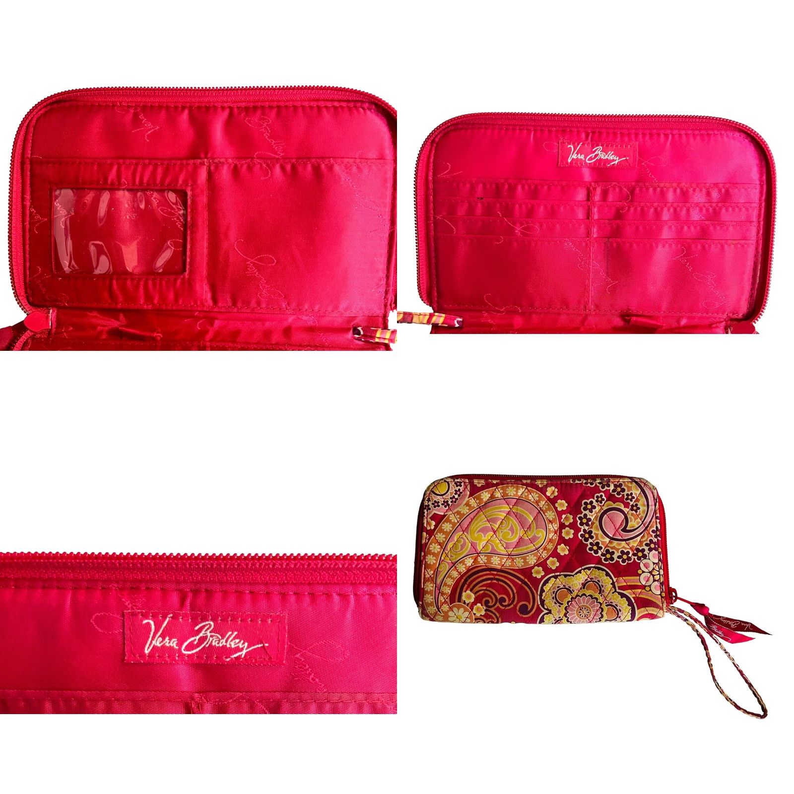 Vera Bradley Vera Bradley Raspberry Fizz Full Zip Wallet Wristlet Women's Pink Credit Cards Size ONE SIZE - 9 Thumbnail