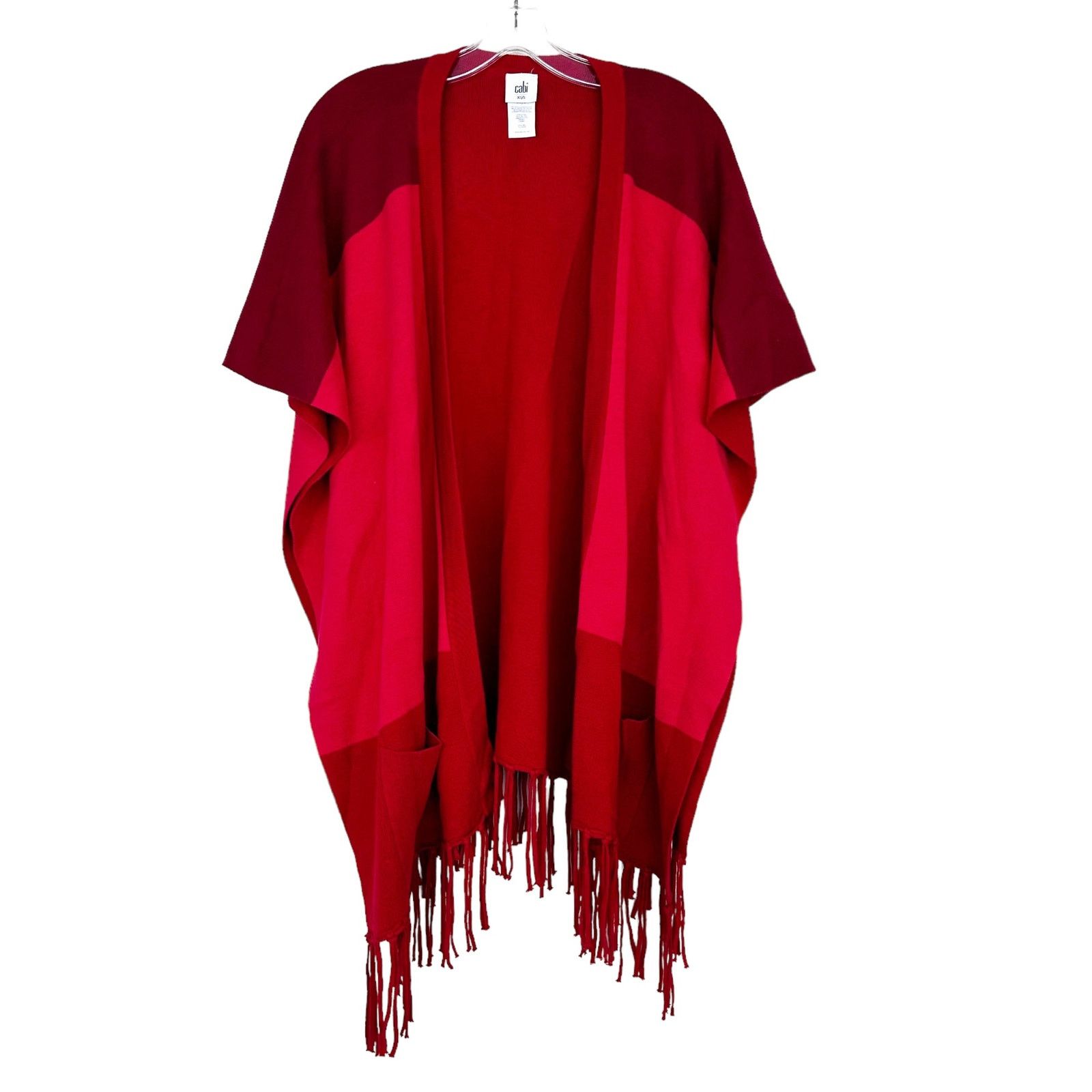 Other Cabi Firebrick Red Fringe Poncho Sz XS/S Size XS / US 0-2 / IT 36-38 - 1 Thumbnail