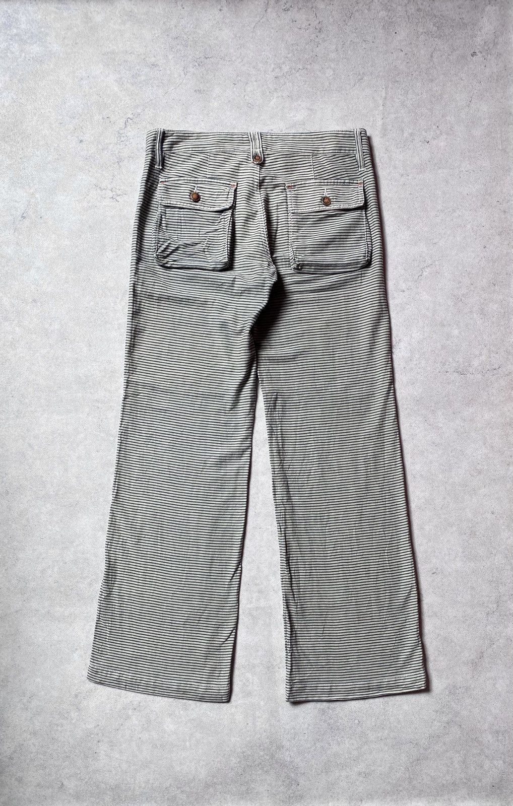 Japanese Brand SUNLUCAS🇯🇵 Stripe Hickory Flared Pant Size US 30 / EU 46 - 1 Thumbnail